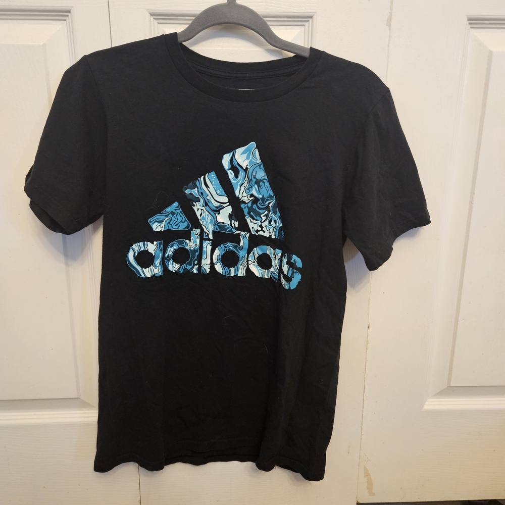 adidas Black Tee with Blue Marble Logo
